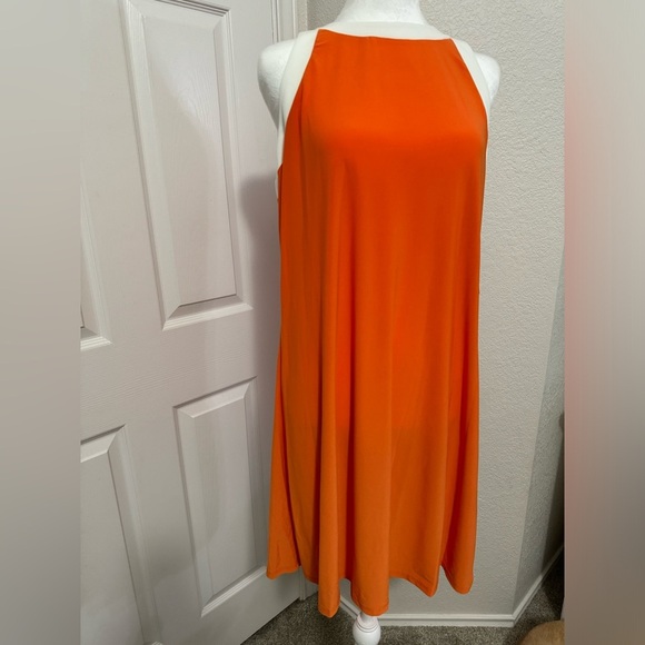 Tash & Sophie Contrast Trim Jersey Dress Orange White - Picture 2 of 8